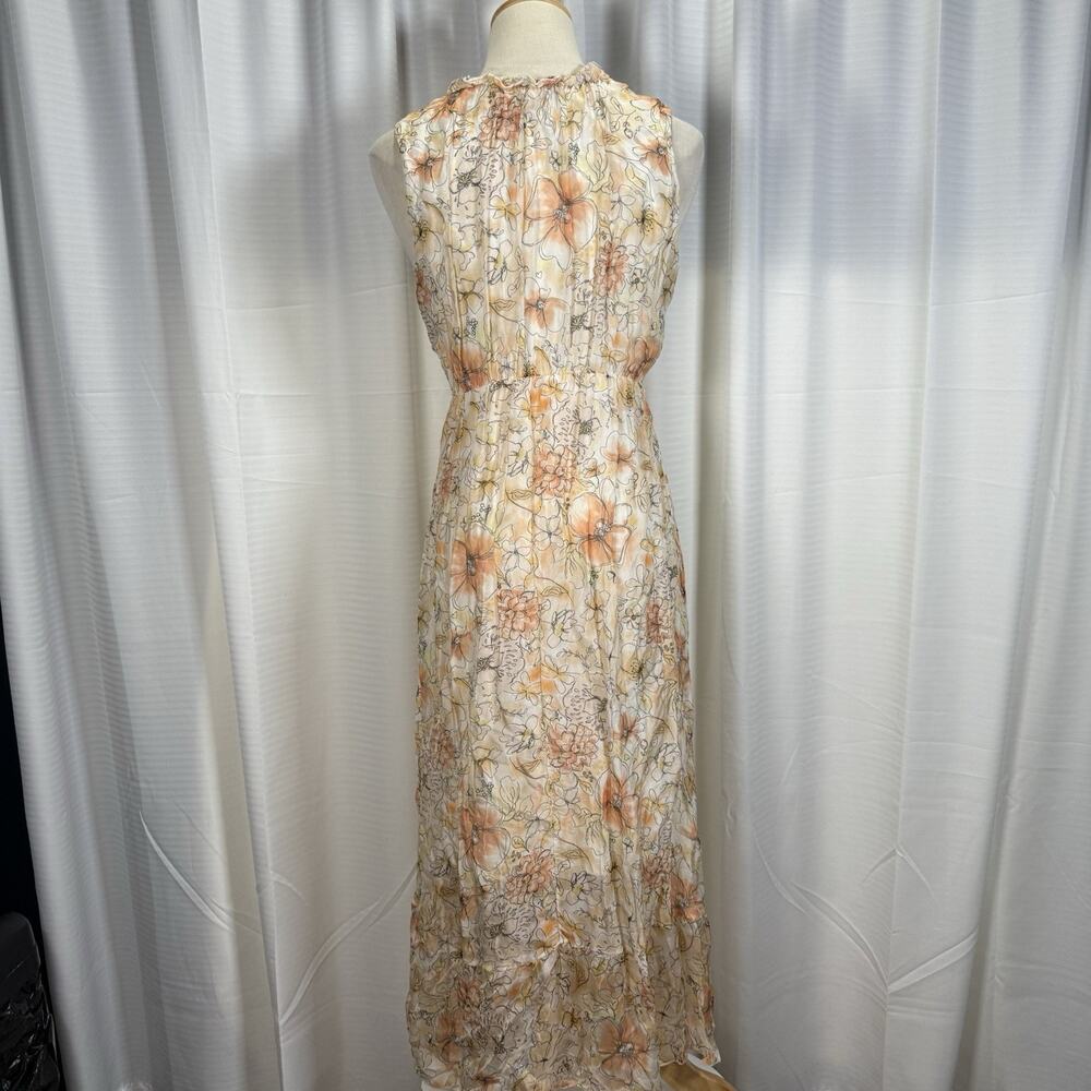Le Ragazze Womens Sleeveless Midi Dress Size Large Floral Silk Blend Lined Italy - Picture 5 of 12